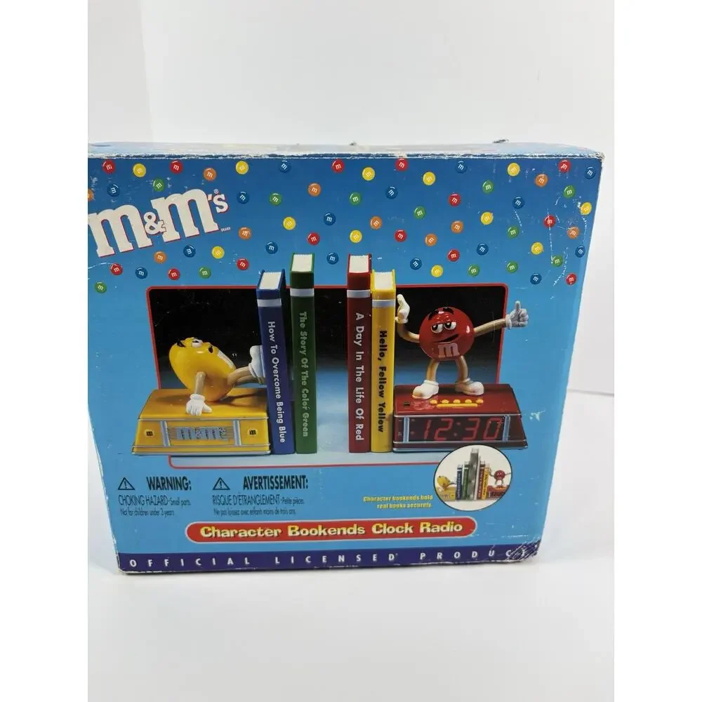 M&M’s Character Bookends Clock Radio Complete in Box Red Yellow Candy Display